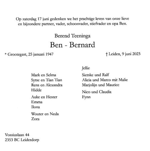 Kaart Ben familie web